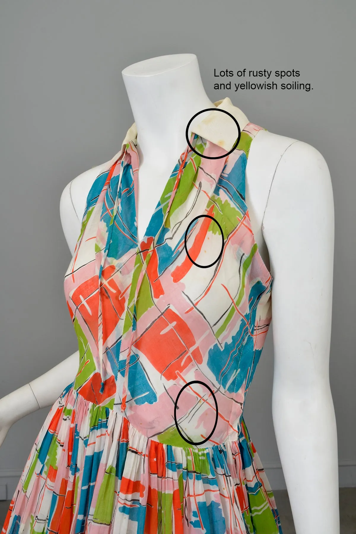 1940s 50s Contemporary Art Print Dress - Restoration piece, needs good cleaning