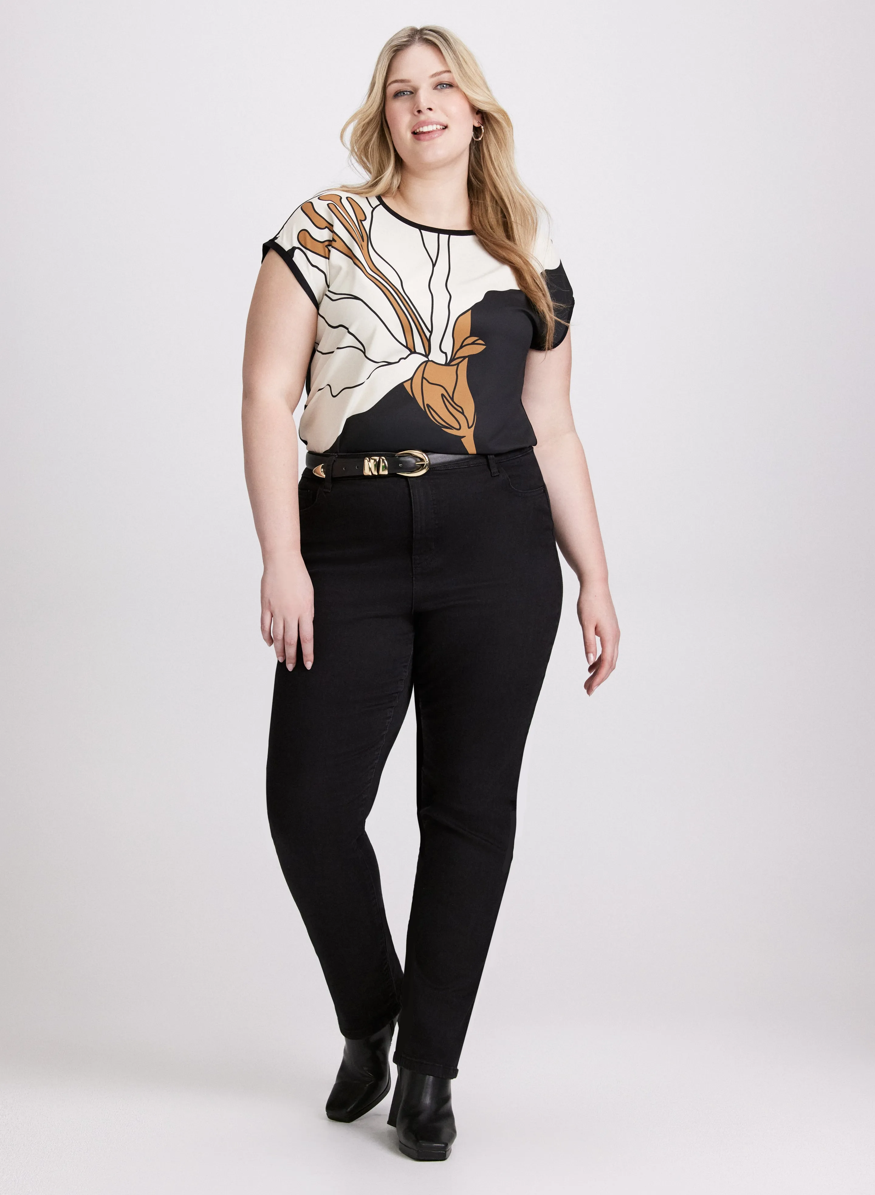 Abstract Floral Placement Print Top