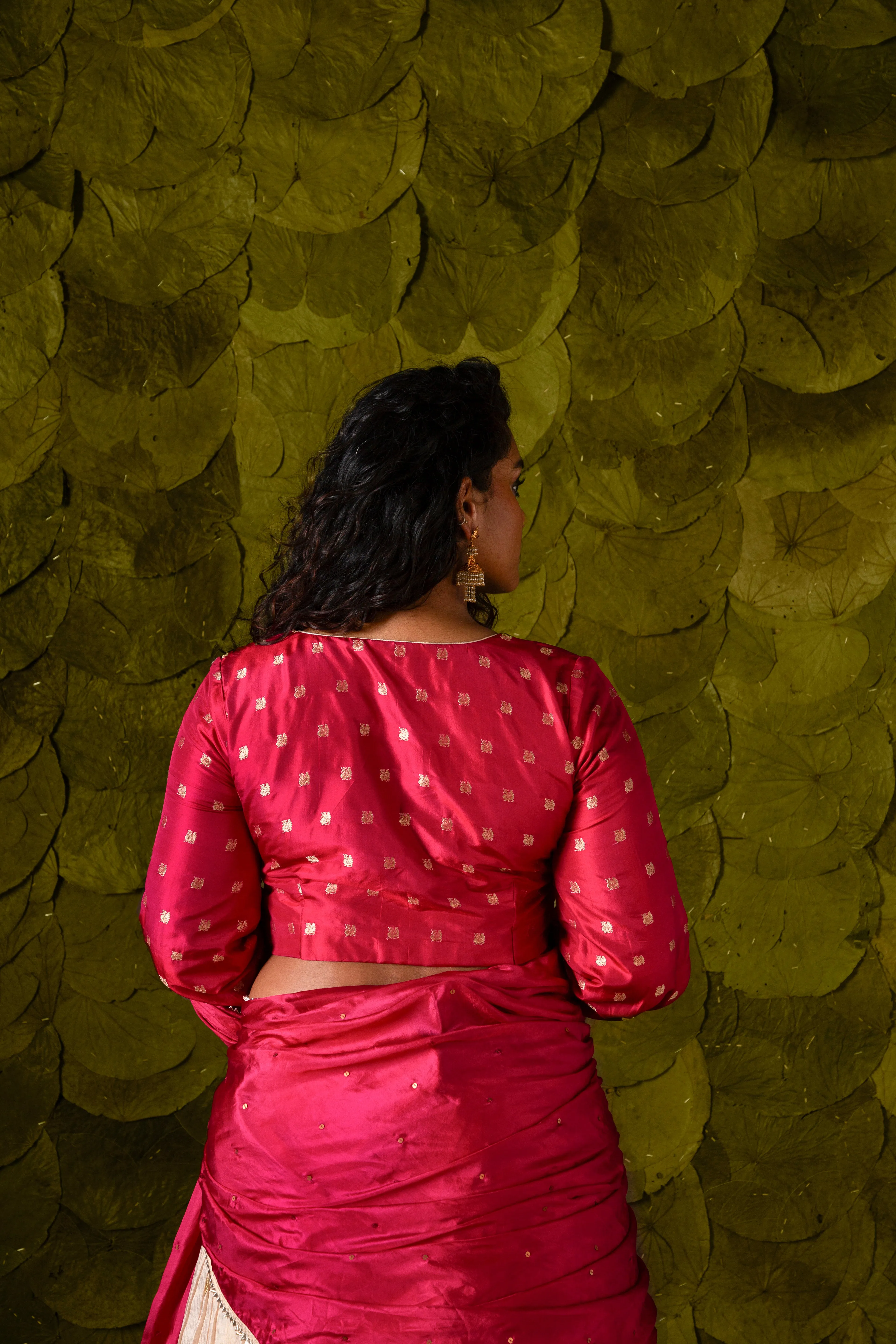 Aṭṭige (ಅತ್ತಿಗೆ) Lehenga in Sangria Pink and Rose Dust Off-White