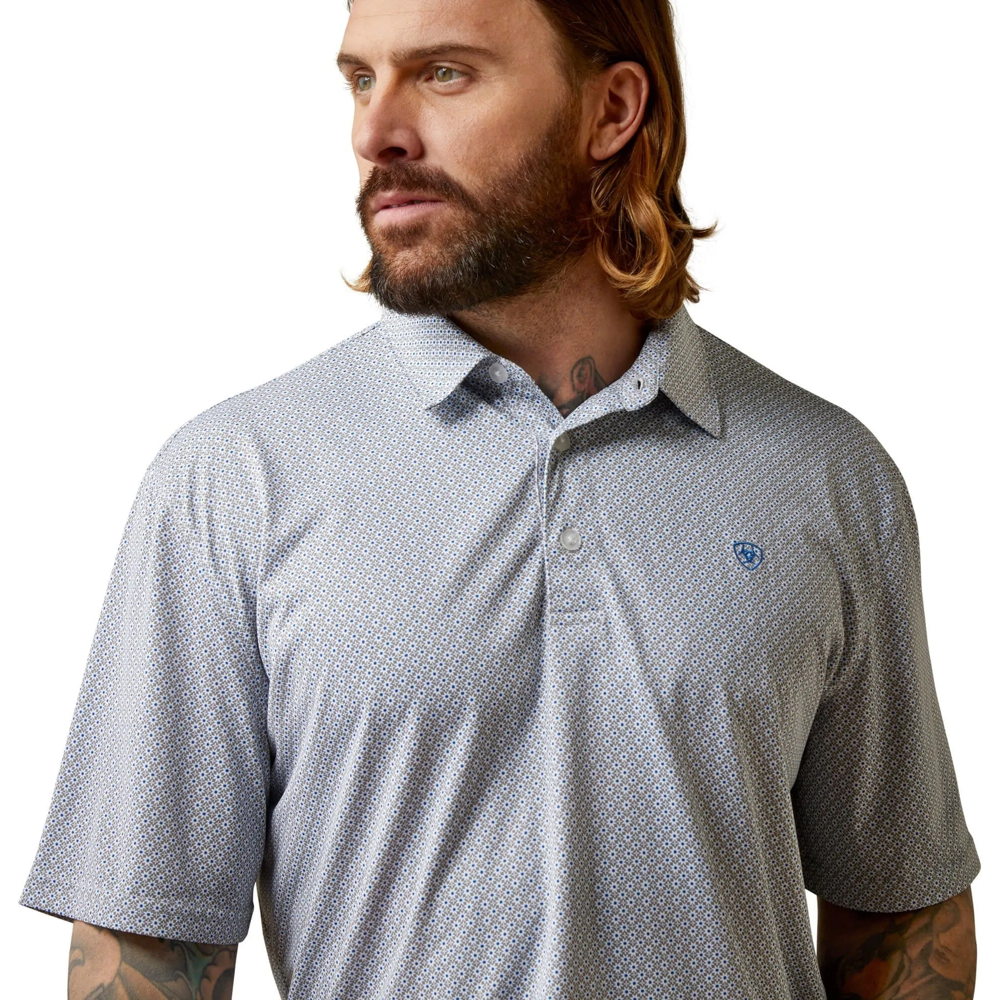 Ariat Men's Grey All Over Print Polo