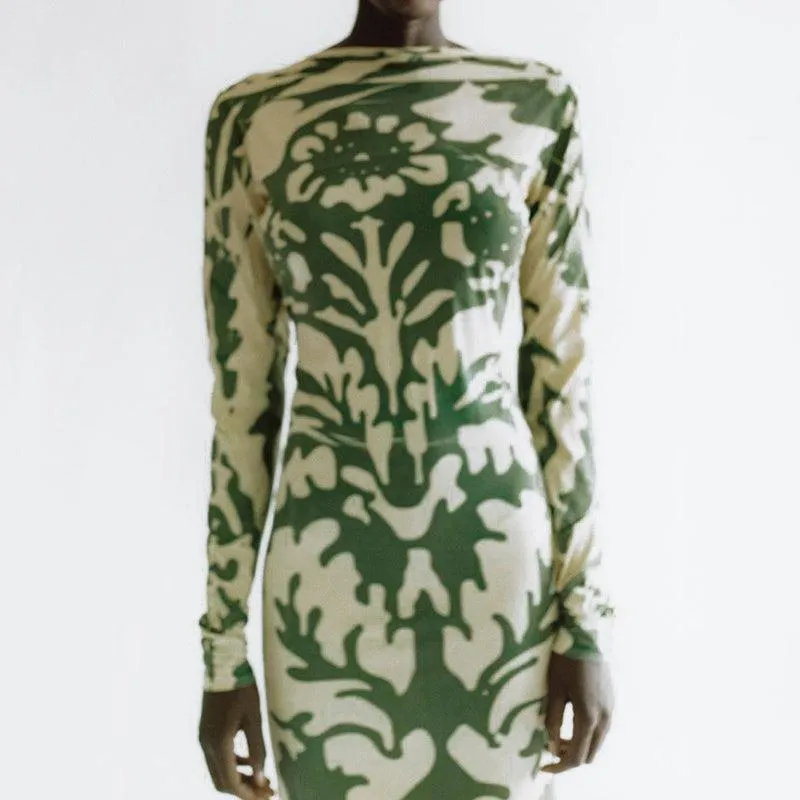 Backless Jungle Print Dress