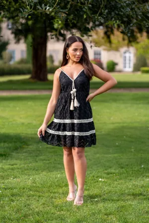 Black Boho Lace Effect Summer Dress