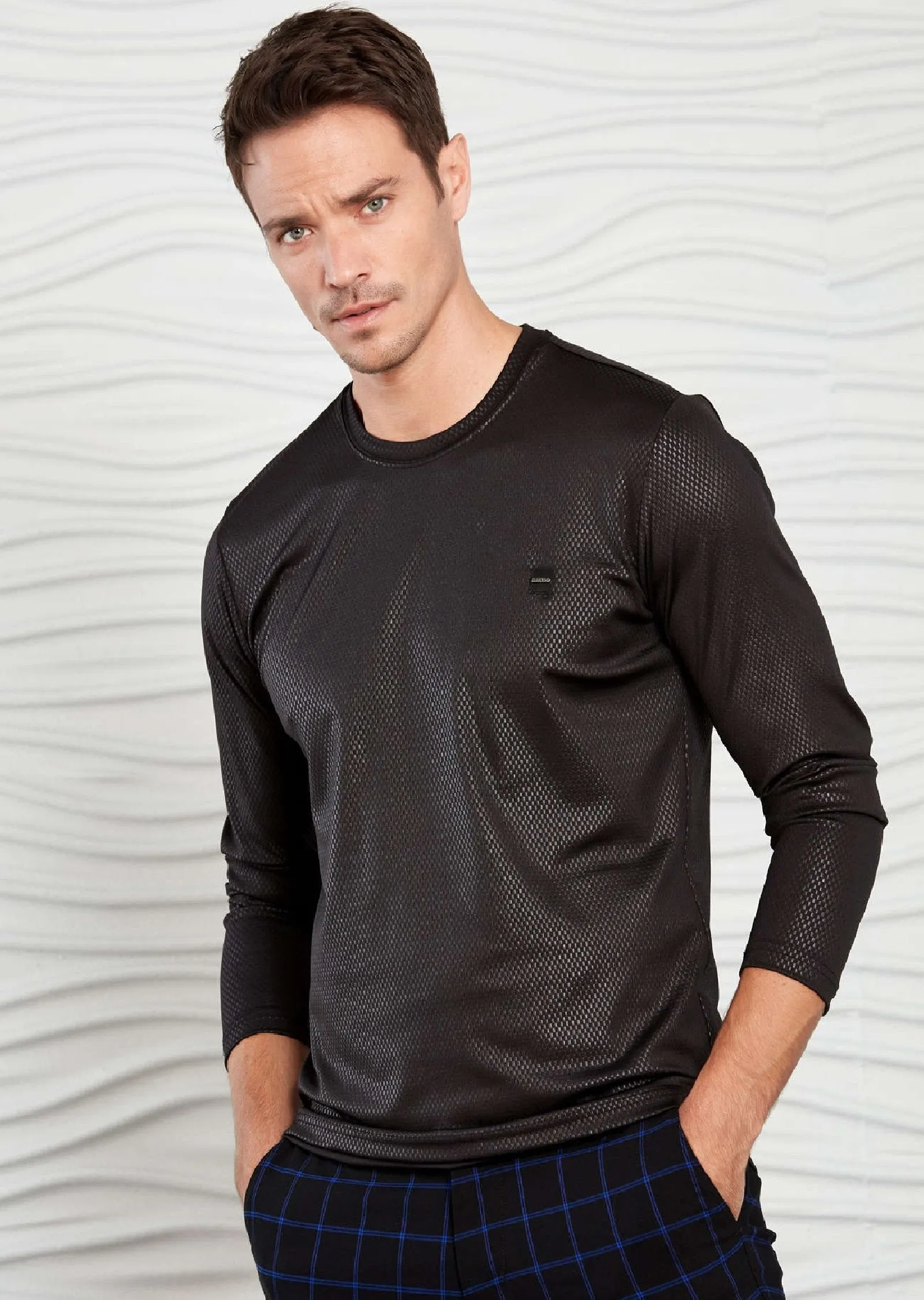 Black Micro Tech Long Sleeve Tee