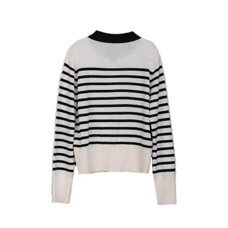 Black&White Striped Knitted Sweater