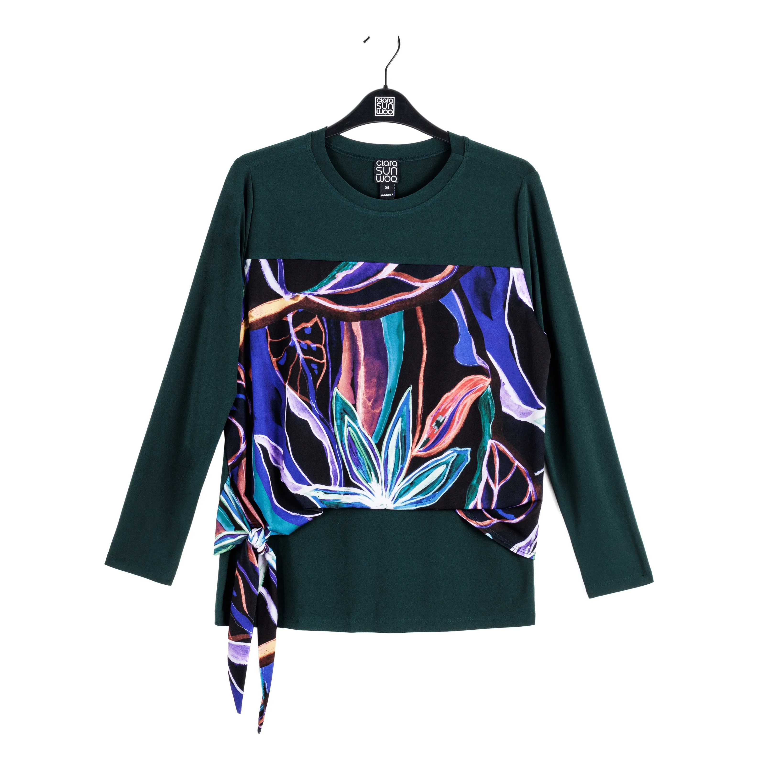 Blouson Overlay Side Tie Detail Top - Petal Sketch