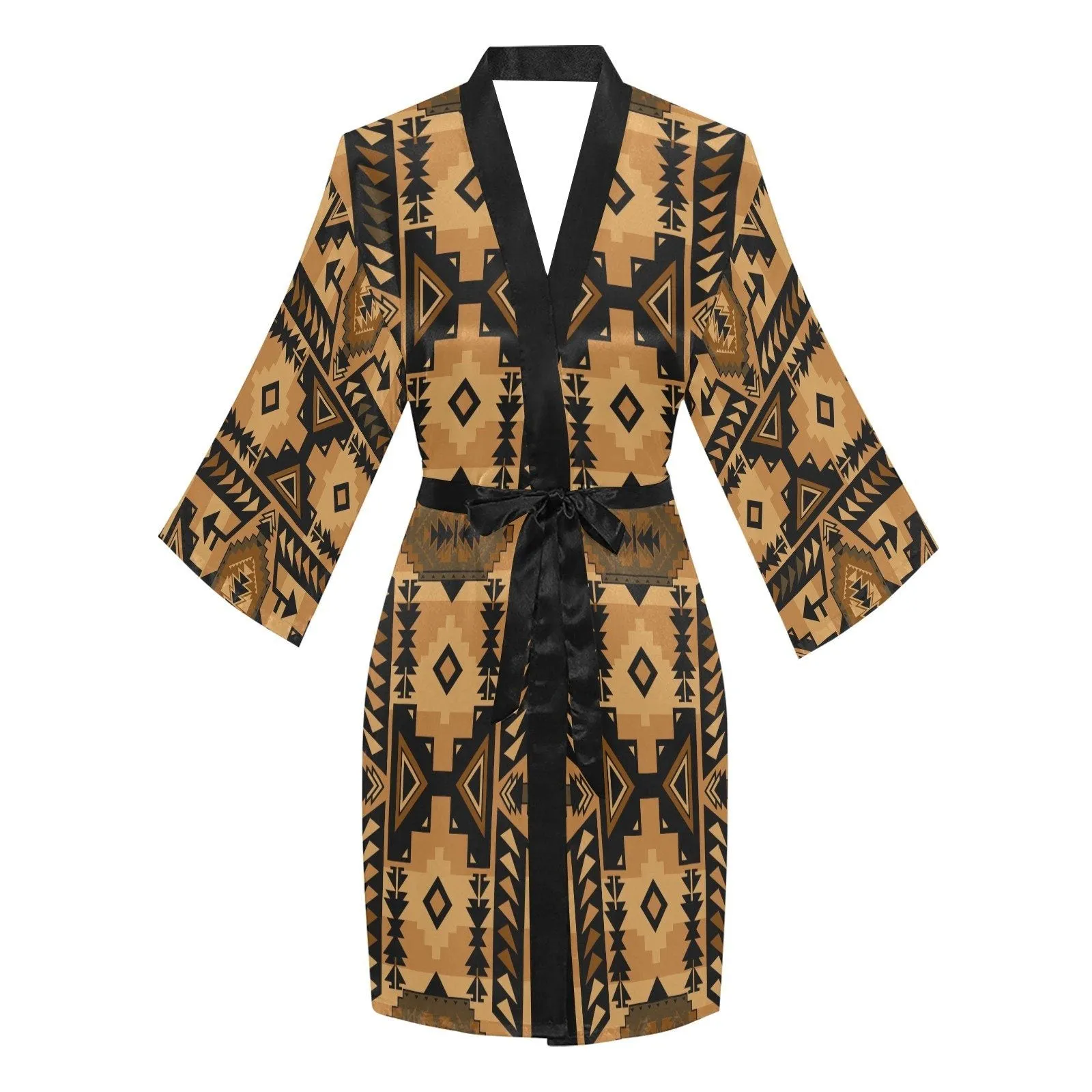 Chiefs Mountain Tan Long Sleeve Satin Robe