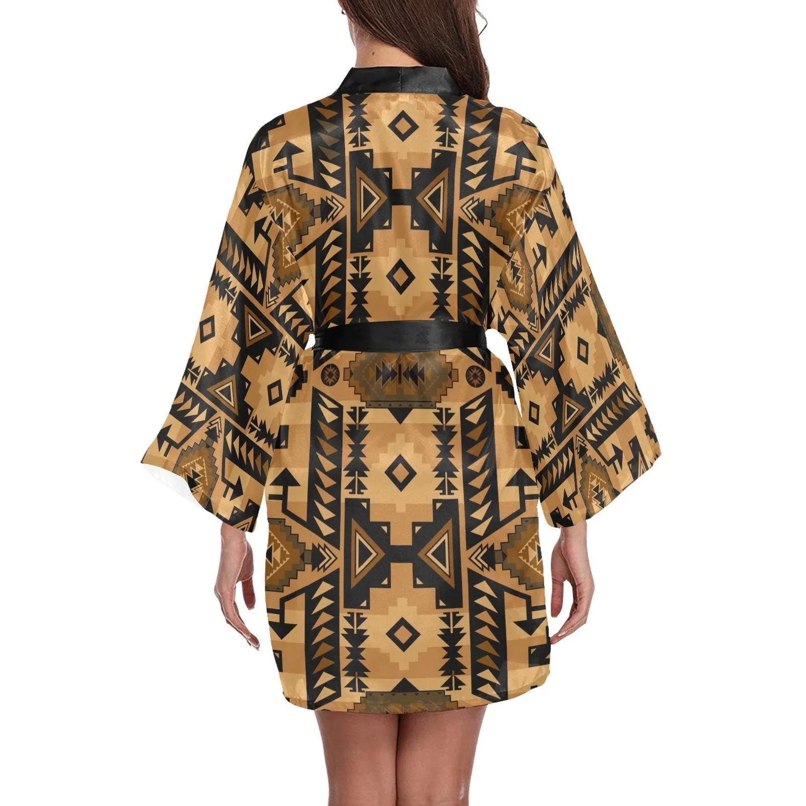 Chiefs Mountain Tan Long Sleeve Satin Robe