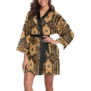 Chiefs Mountain Tan Long Sleeve Satin Robe