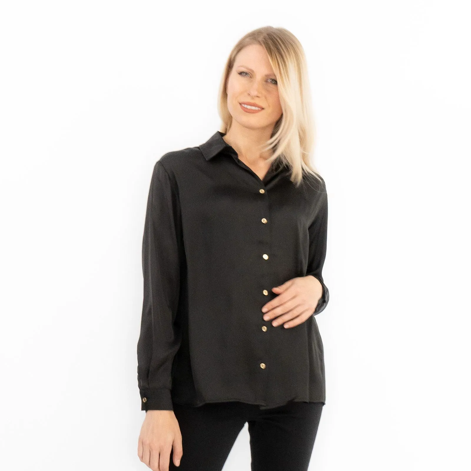 Coast Black Drap Satin Shirt