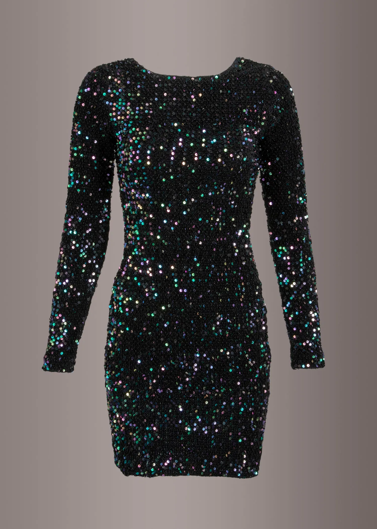 Dark Mermaid Longsleeve Sequins Cocktail Dress