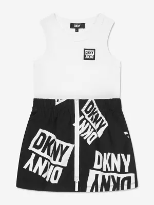 DKNY Girls Sleeveless Logo Dress in Black