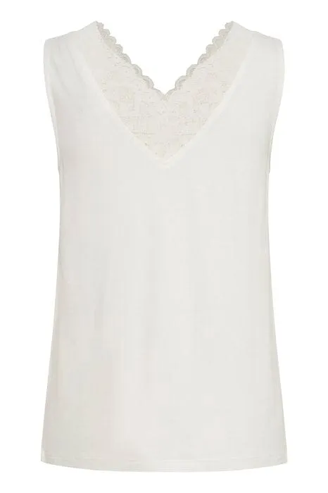 DOUBLE V LACE NECKLINE WHITE CAMISOLE