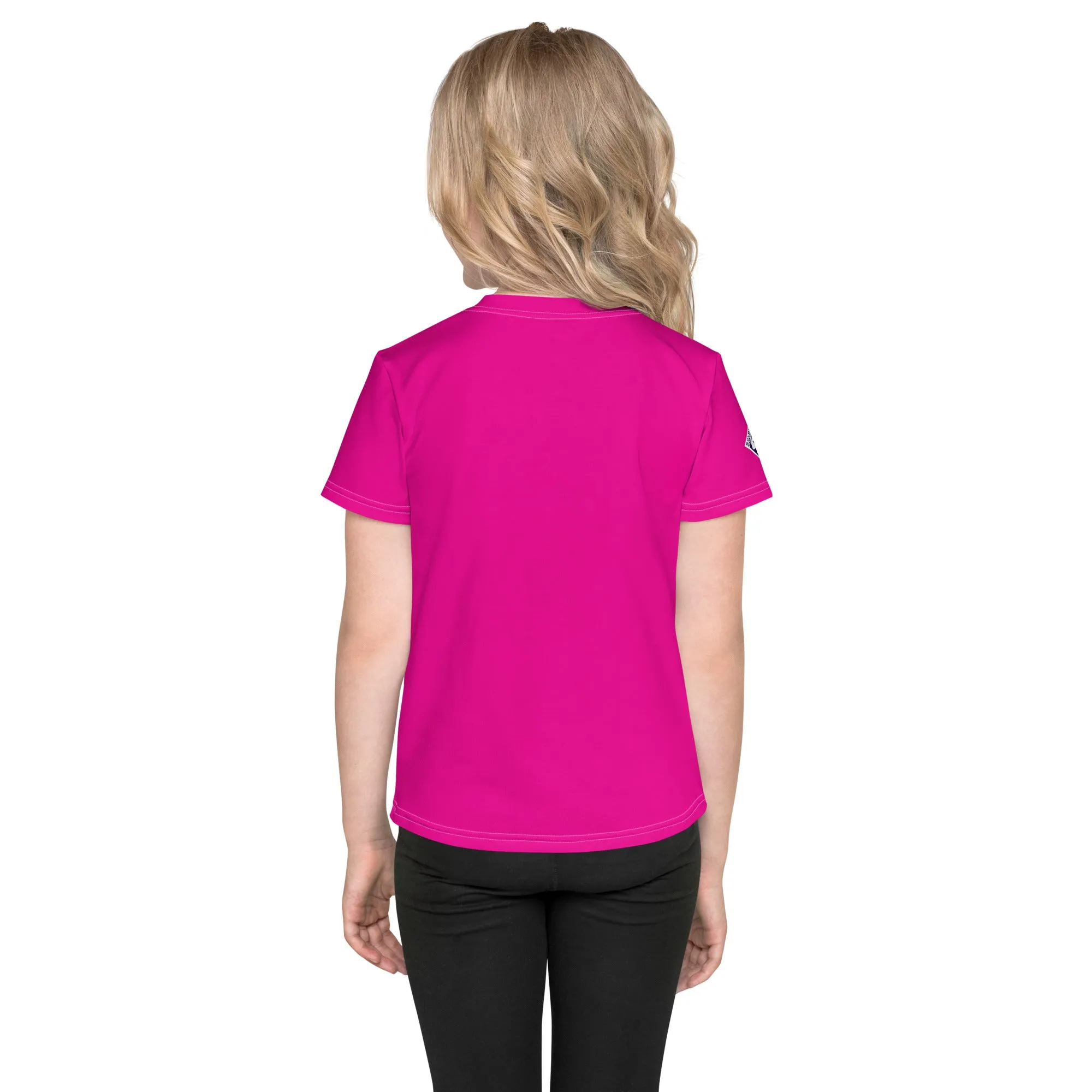 Dynamic Comfort: Girl's Short Sleeve Classic Judo Rash Guard - Hollywood Cerise