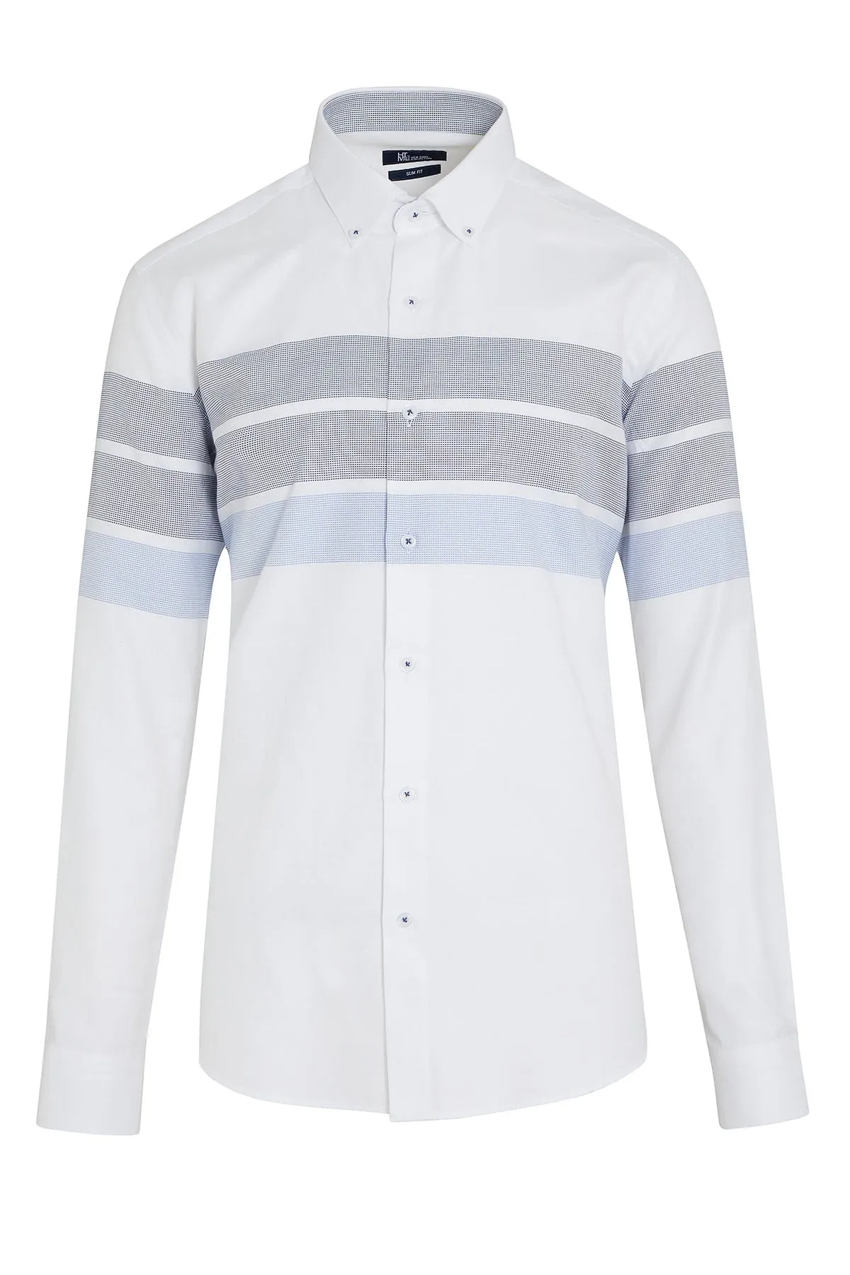 Dynamic Fit Striped Cotton Blend White Casual Shirt