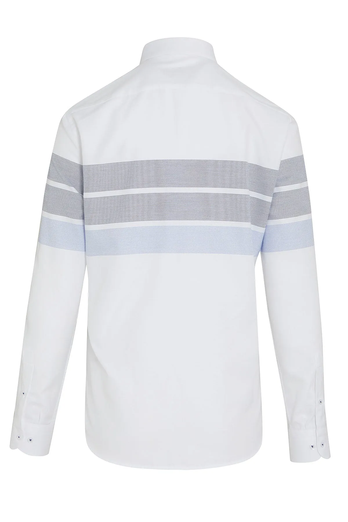 Dynamic Fit Striped Cotton Blend White Casual Shirt