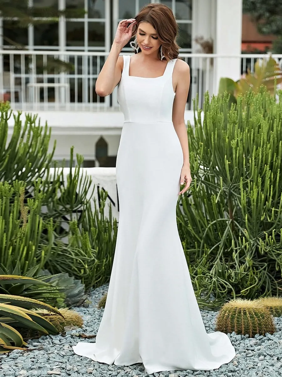 Elegant Sleeveless Bodycon Sheath Simple Wedding Dress