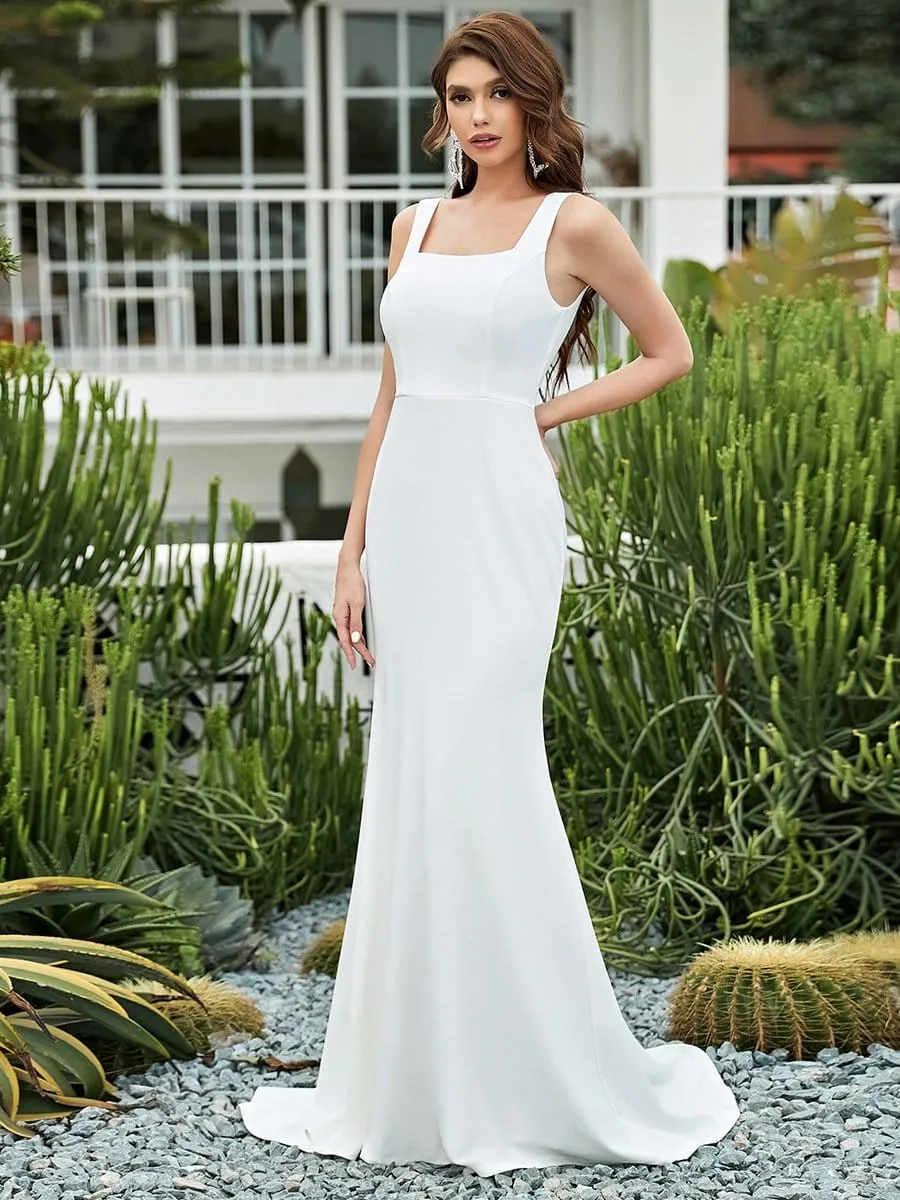 Elegant Sleeveless Bodycon Sheath Simple Wedding Dress