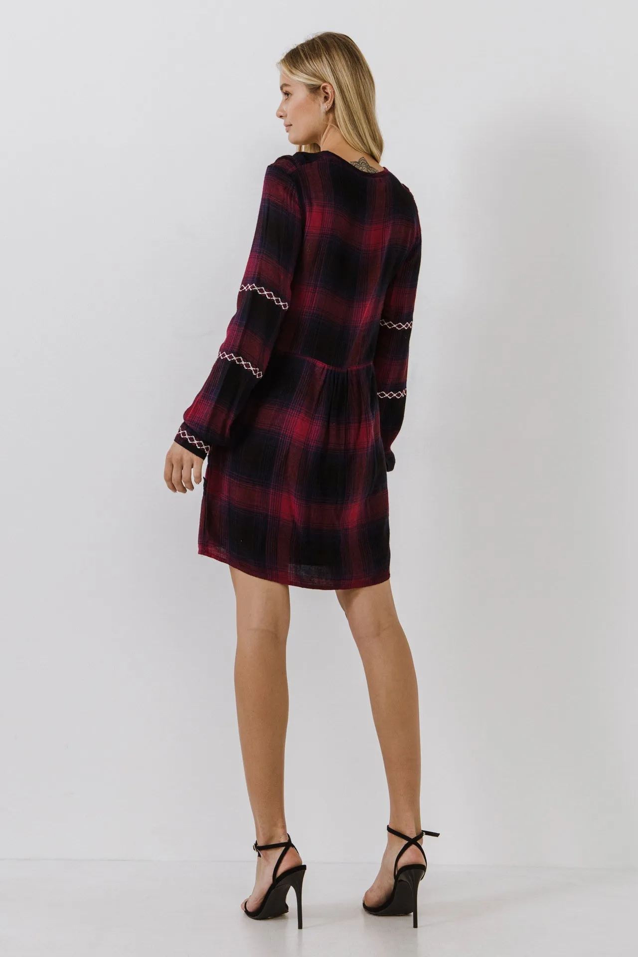 English Factory - Dark Navy Plaid Dress