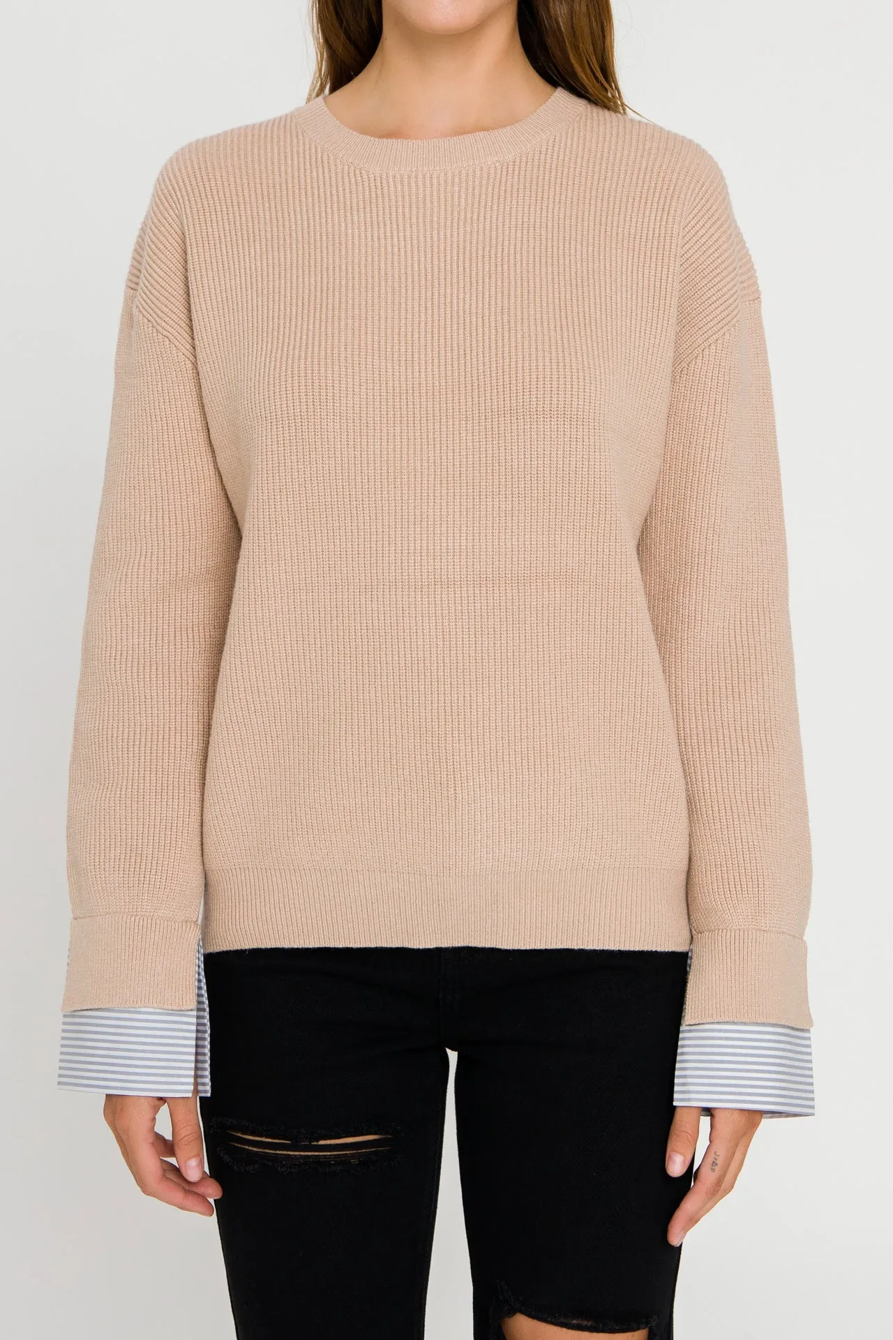 English Factory - Mix Media Color Block Sweater