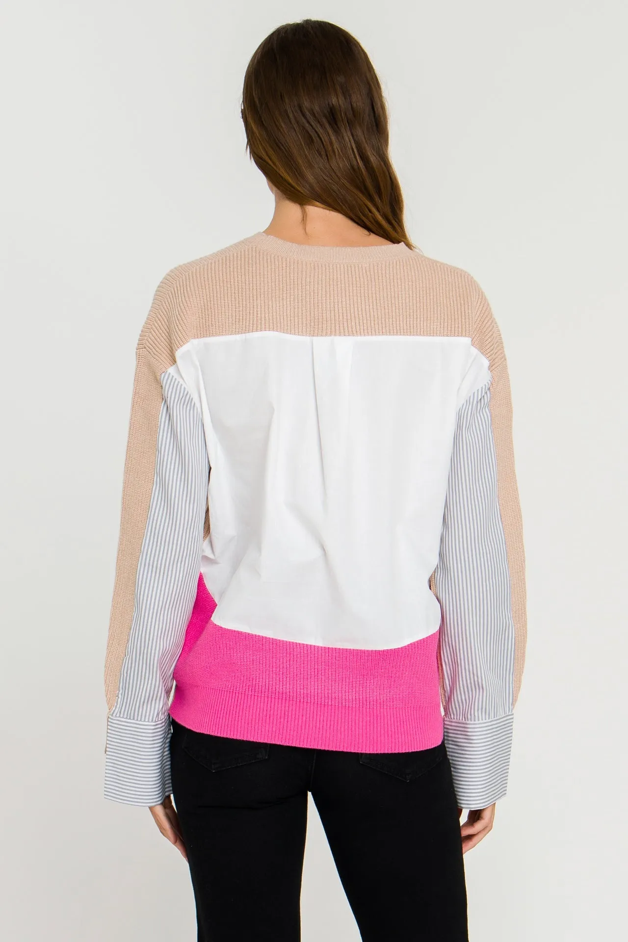 English Factory - Mix Media Color Block Sweater