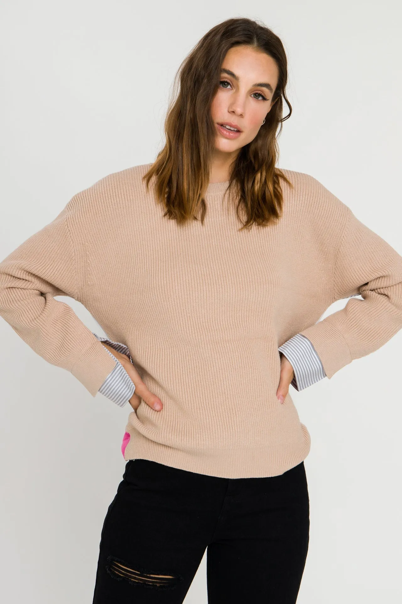 English Factory - Mix Media Color Block Sweater