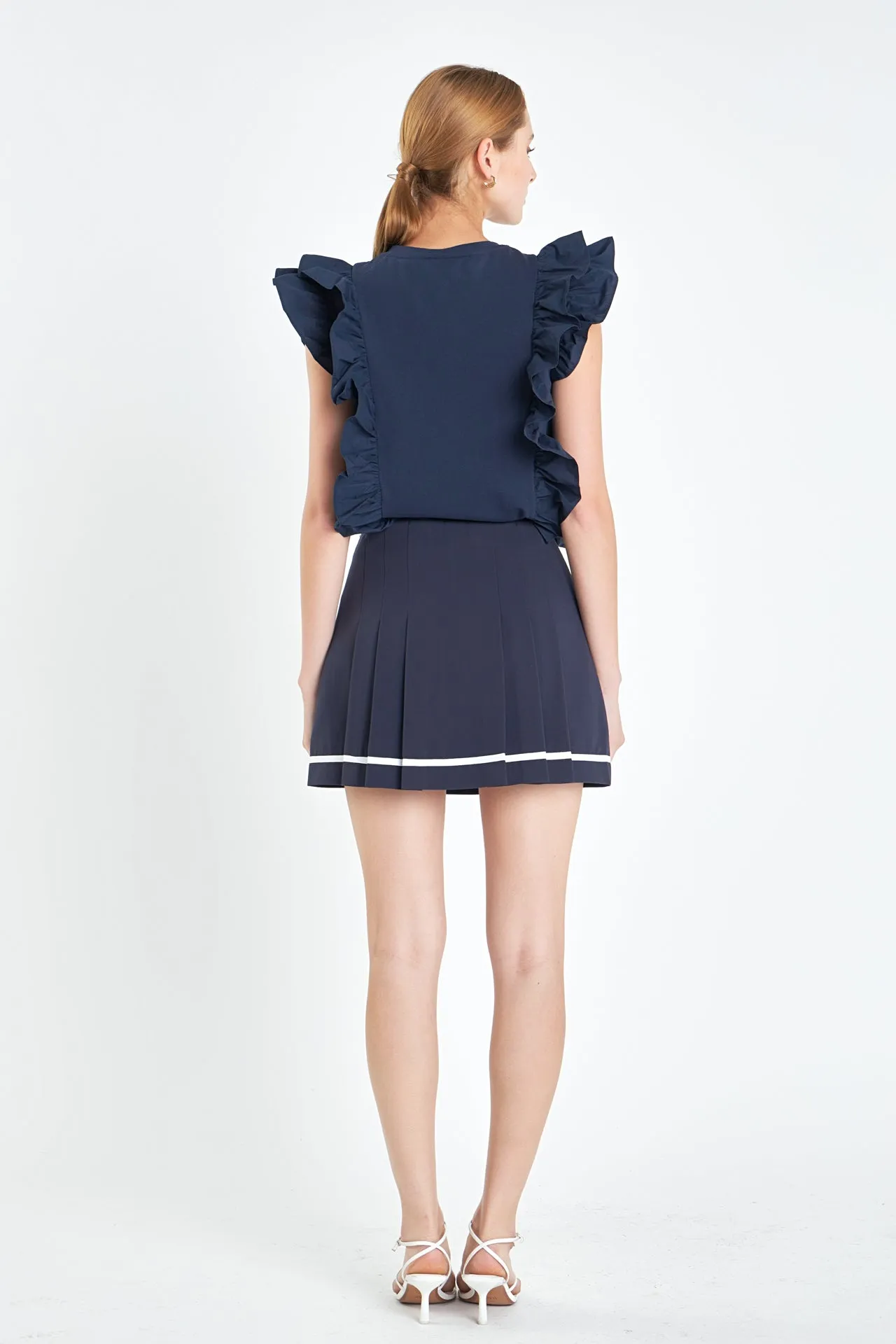 English Factory - Poplin Ruffle Detail Sleeveless Top