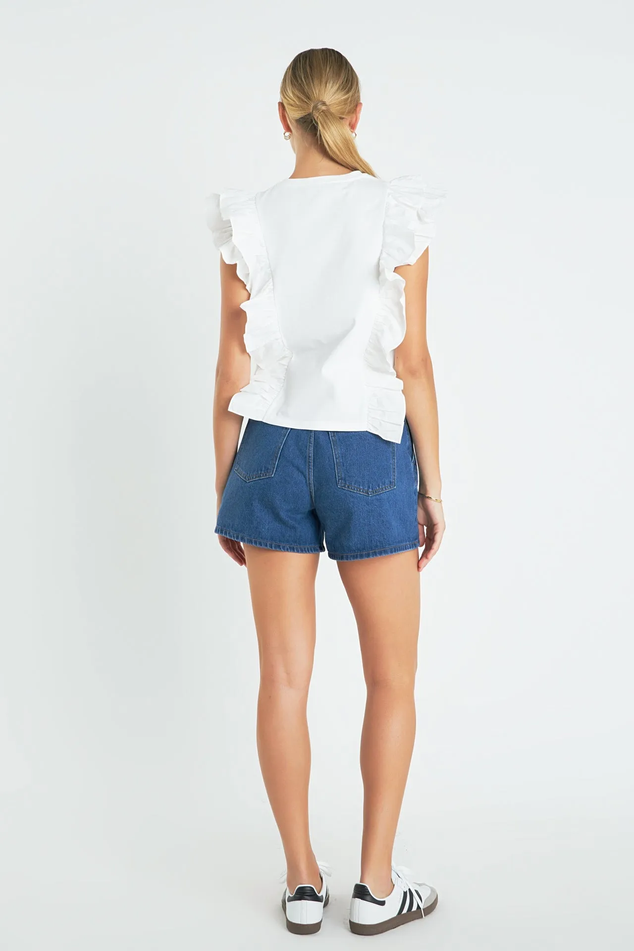 English Factory - Poplin Ruffle Detail Sleeveless Top