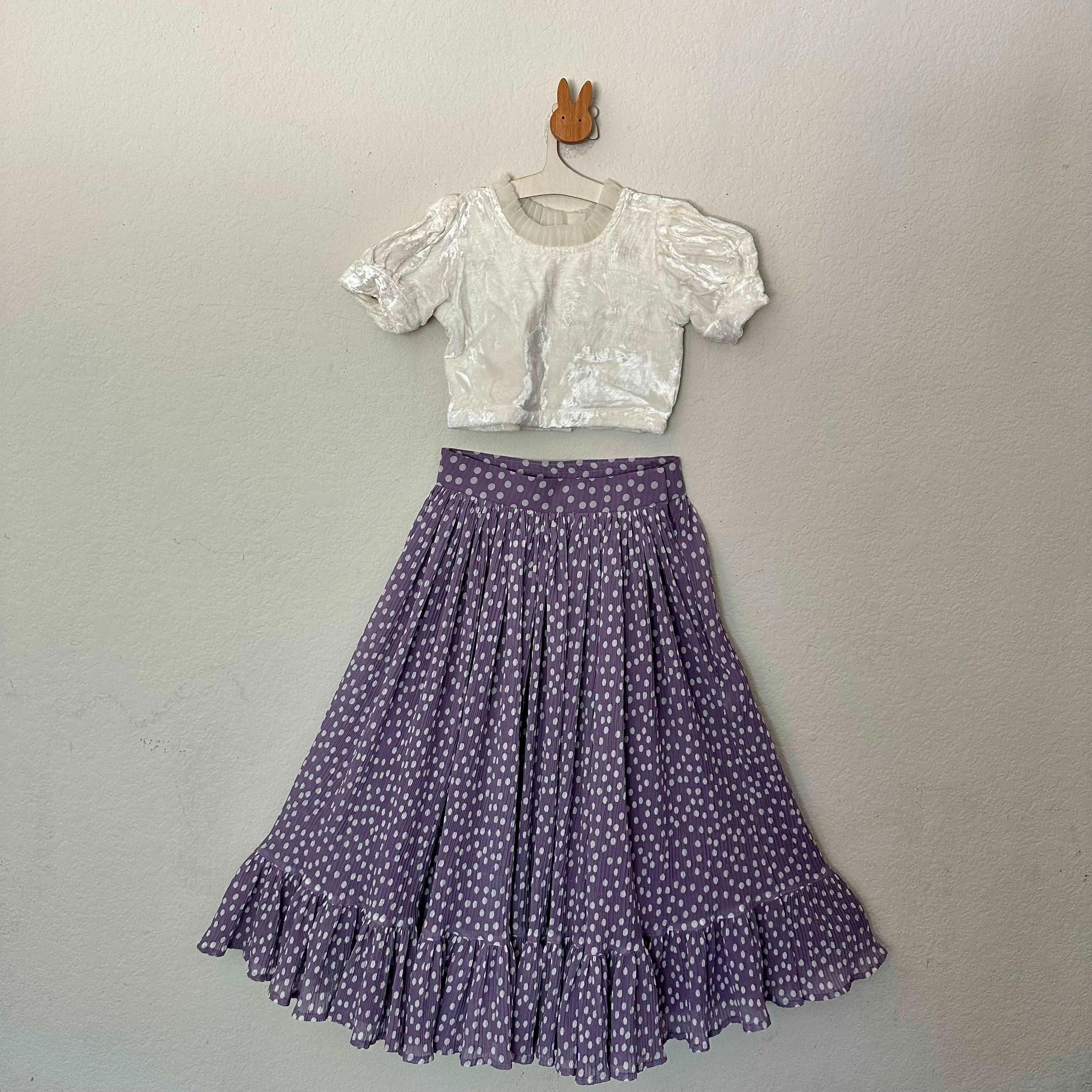 Fairyland Velvet Crop Top Pleated Skirt | 5-6 Yrs