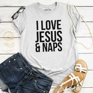 I Love Jesus and Naps Ladies Short Sleeve Shirt