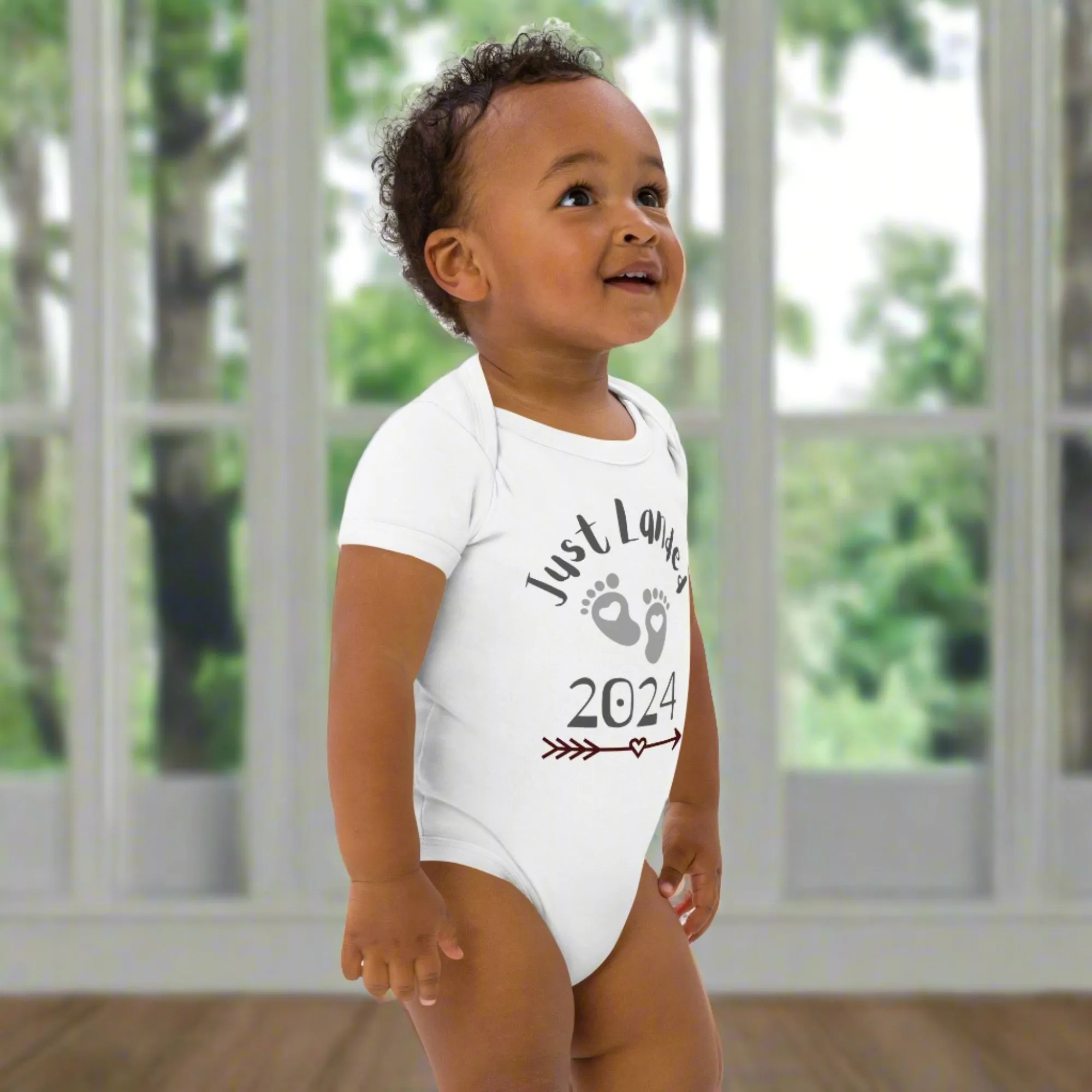 Just landed, Organic cotton baby bodysuit