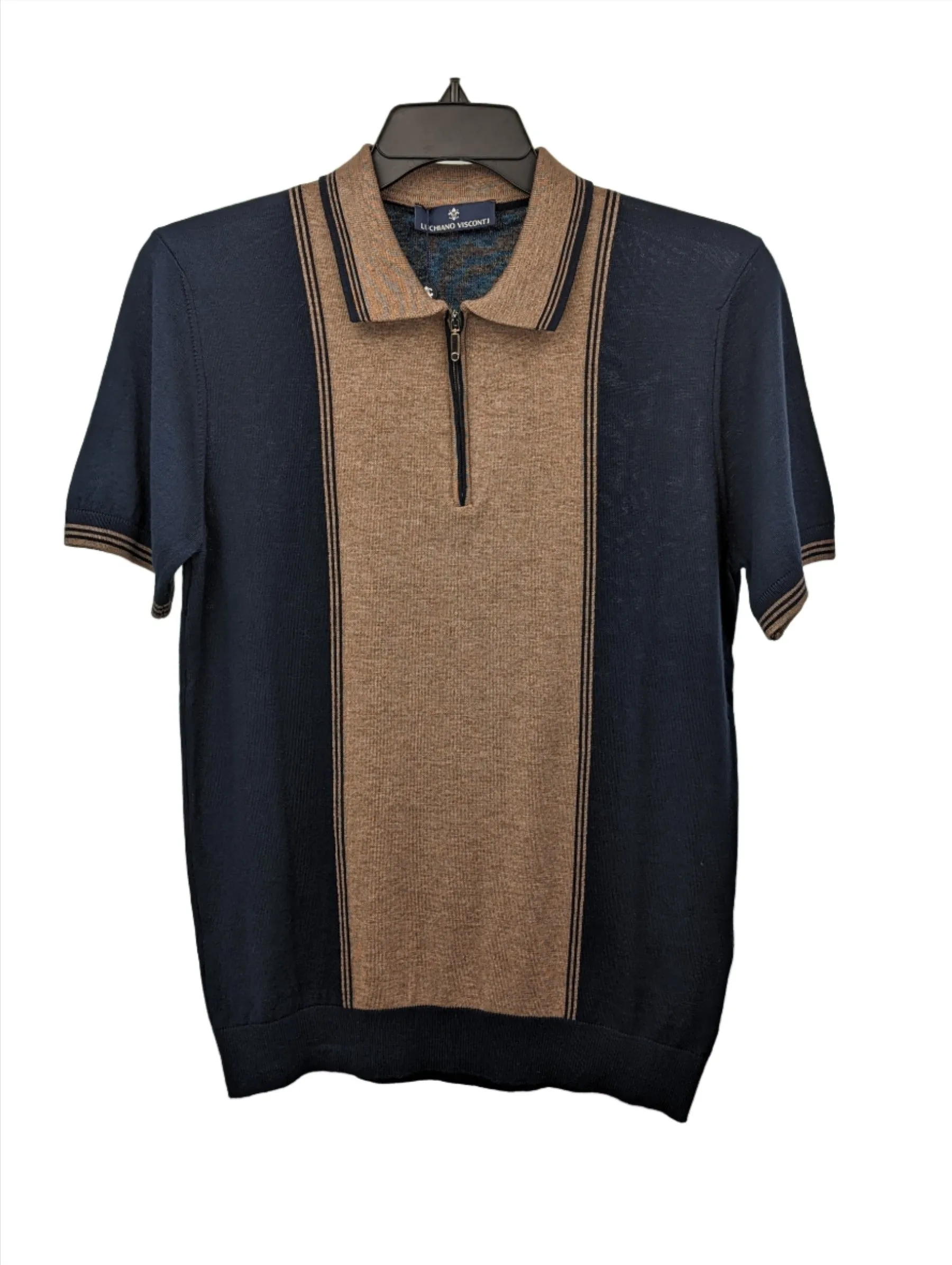 Luciano Visconti Wide Front Panel Knit Polo