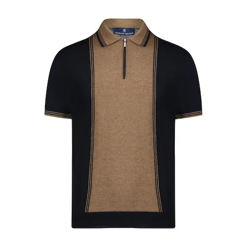 Luciano Visconti Wide Front Panel Knit Polo