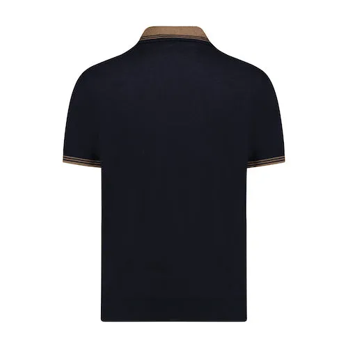 Luciano Visconti Wide Front Panel Knit Polo