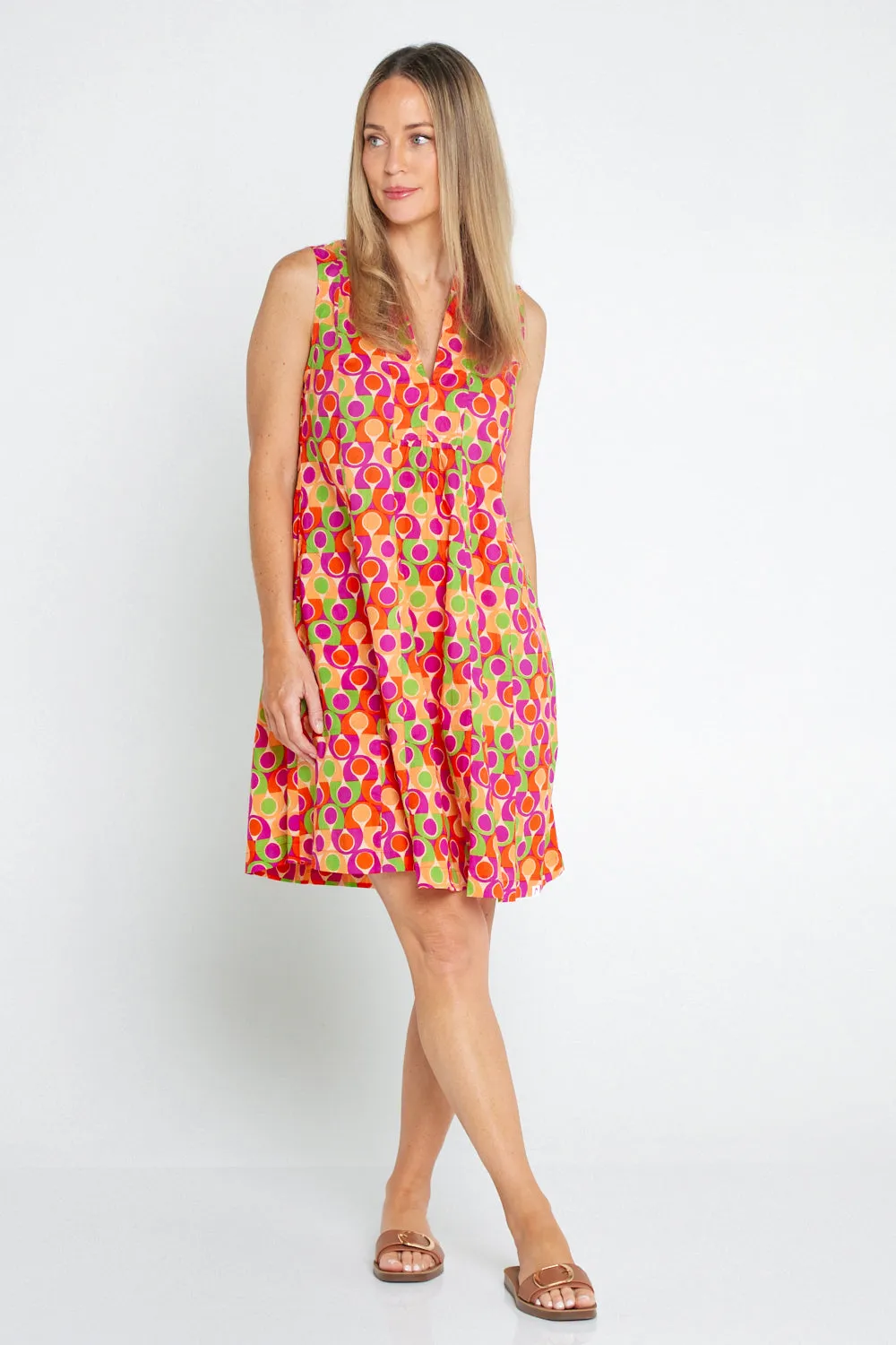 Melville Sleeveless Petite Cotton Dress - Papaya