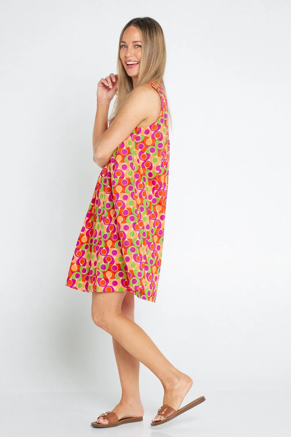 Melville Sleeveless Petite Cotton Dress - Papaya