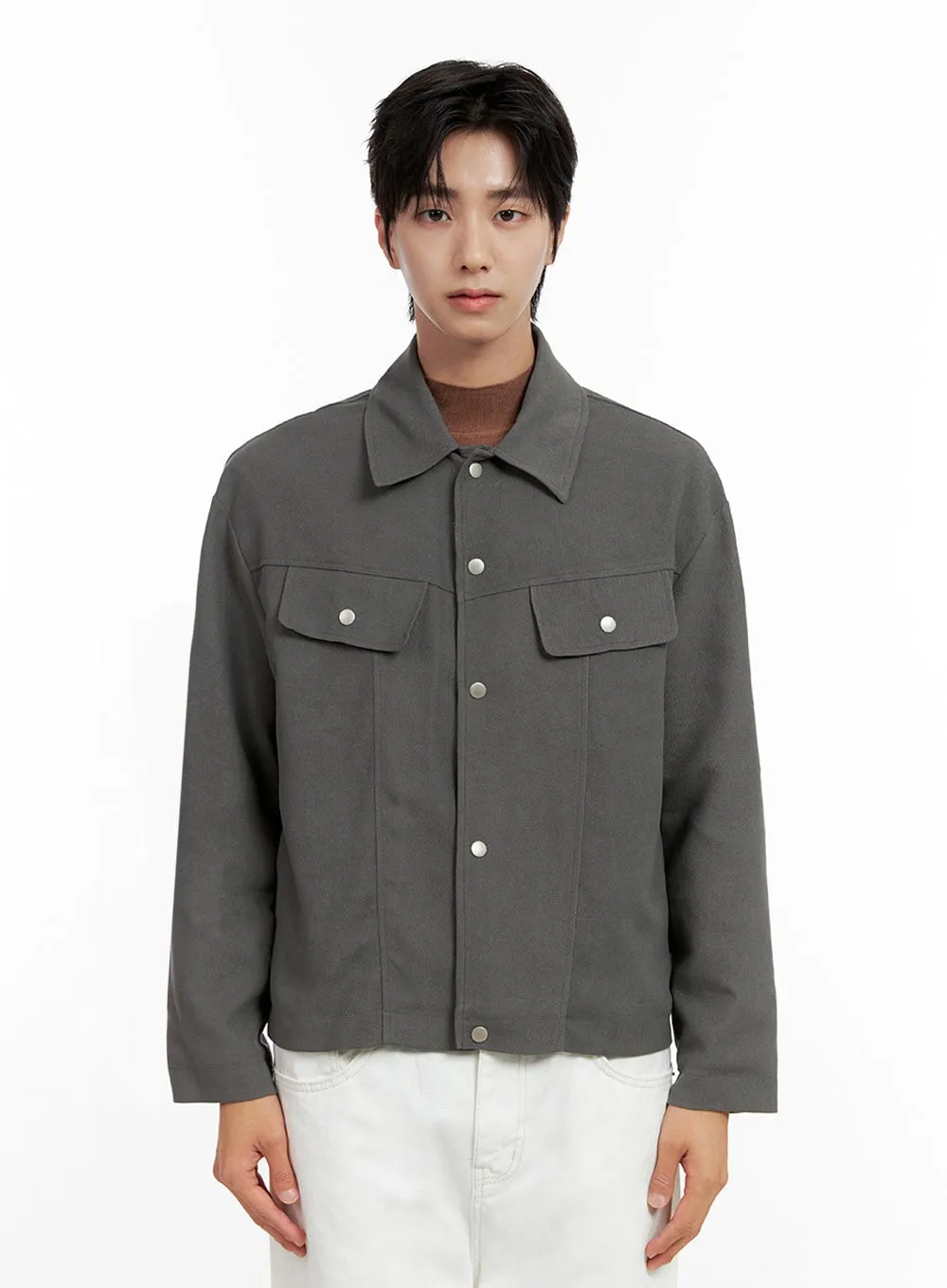 Men's Button Collared Refined Jacket IN401