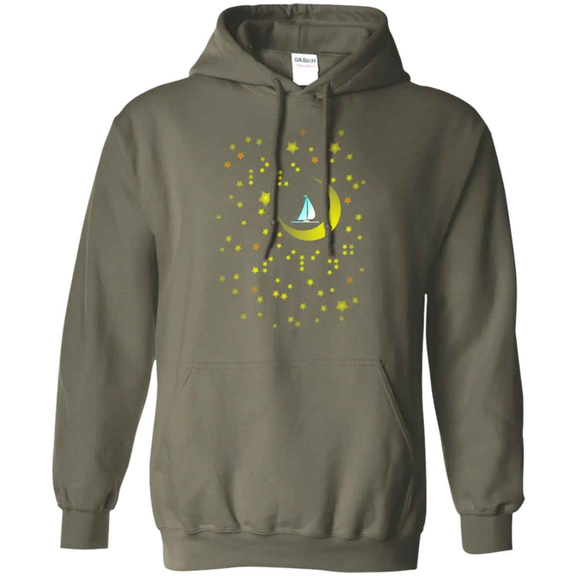 Moon Sailing on G185 Gildan Pullover Hoodie 8 oz.