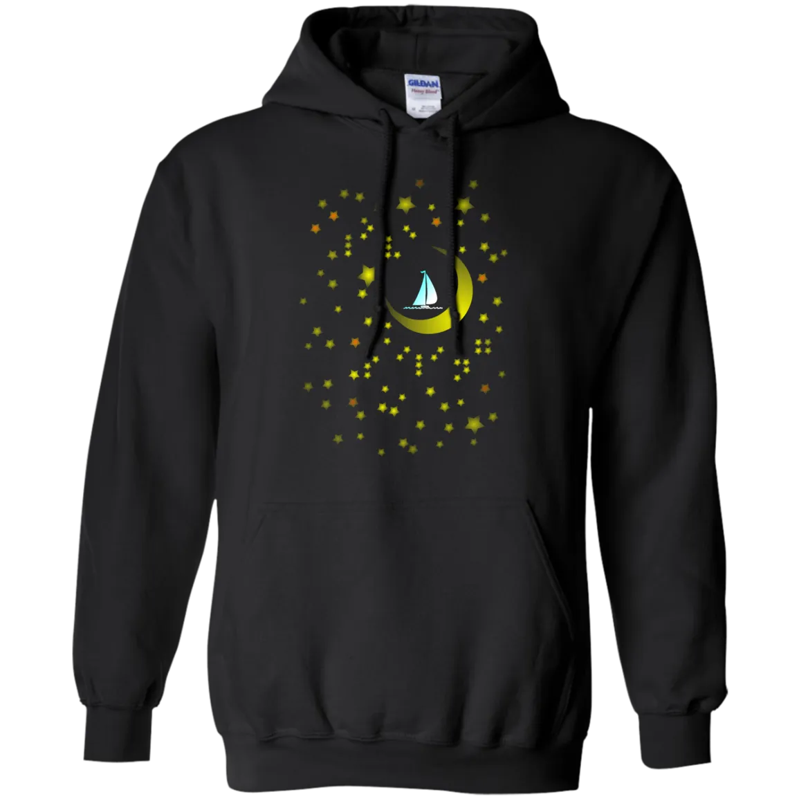 Moon Sailing on G185 Gildan Pullover Hoodie 8 oz.