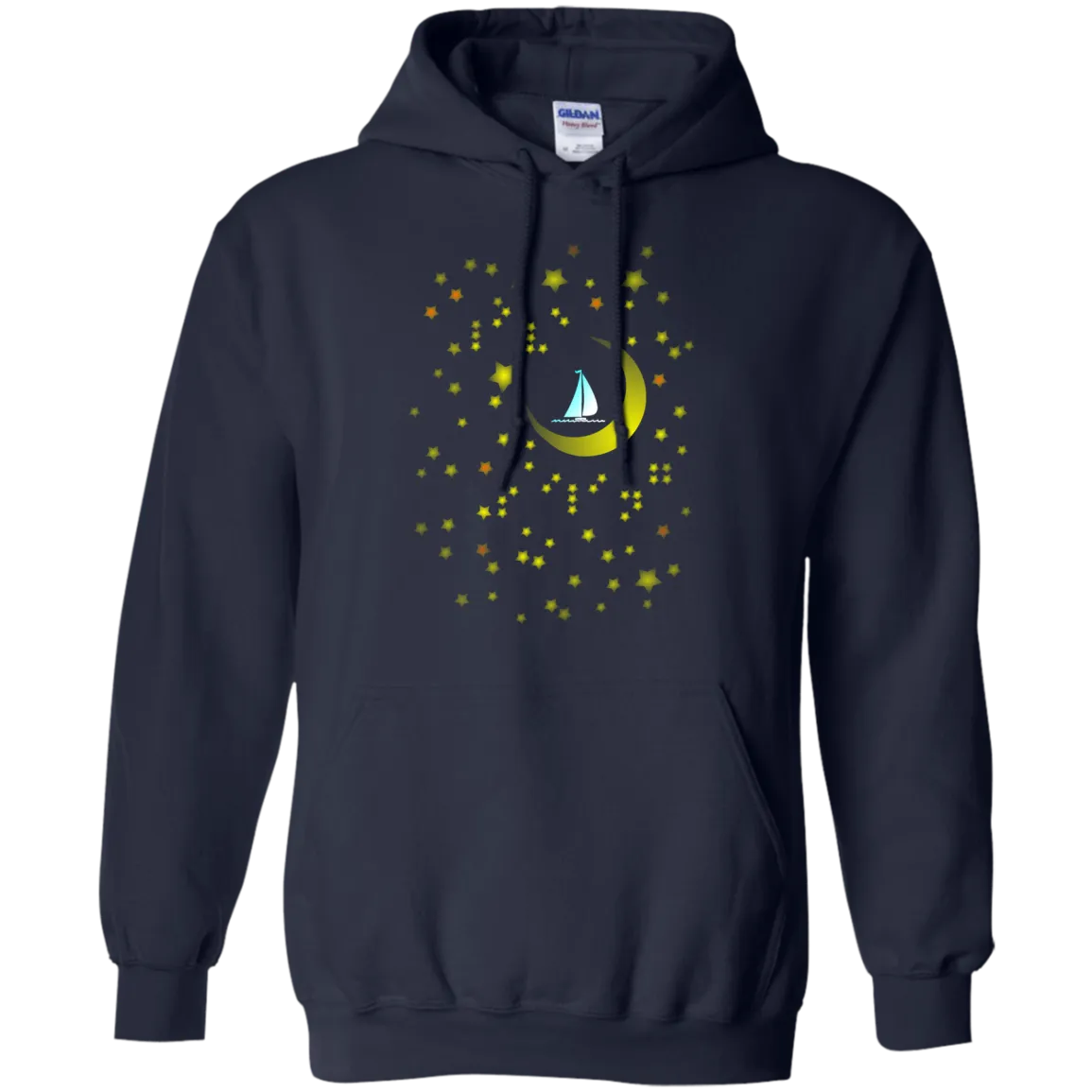 Moon Sailing on G185 Gildan Pullover Hoodie 8 oz.