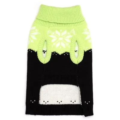 Neon Green/Black Snowtrails Sweater