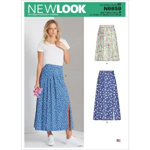 New Look Sewing Pattern N6659 Misses' Pleated Skirt With Or Without Front Slit Opening