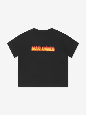 Palm Angels Boys PA Flames T-Shirt in Black