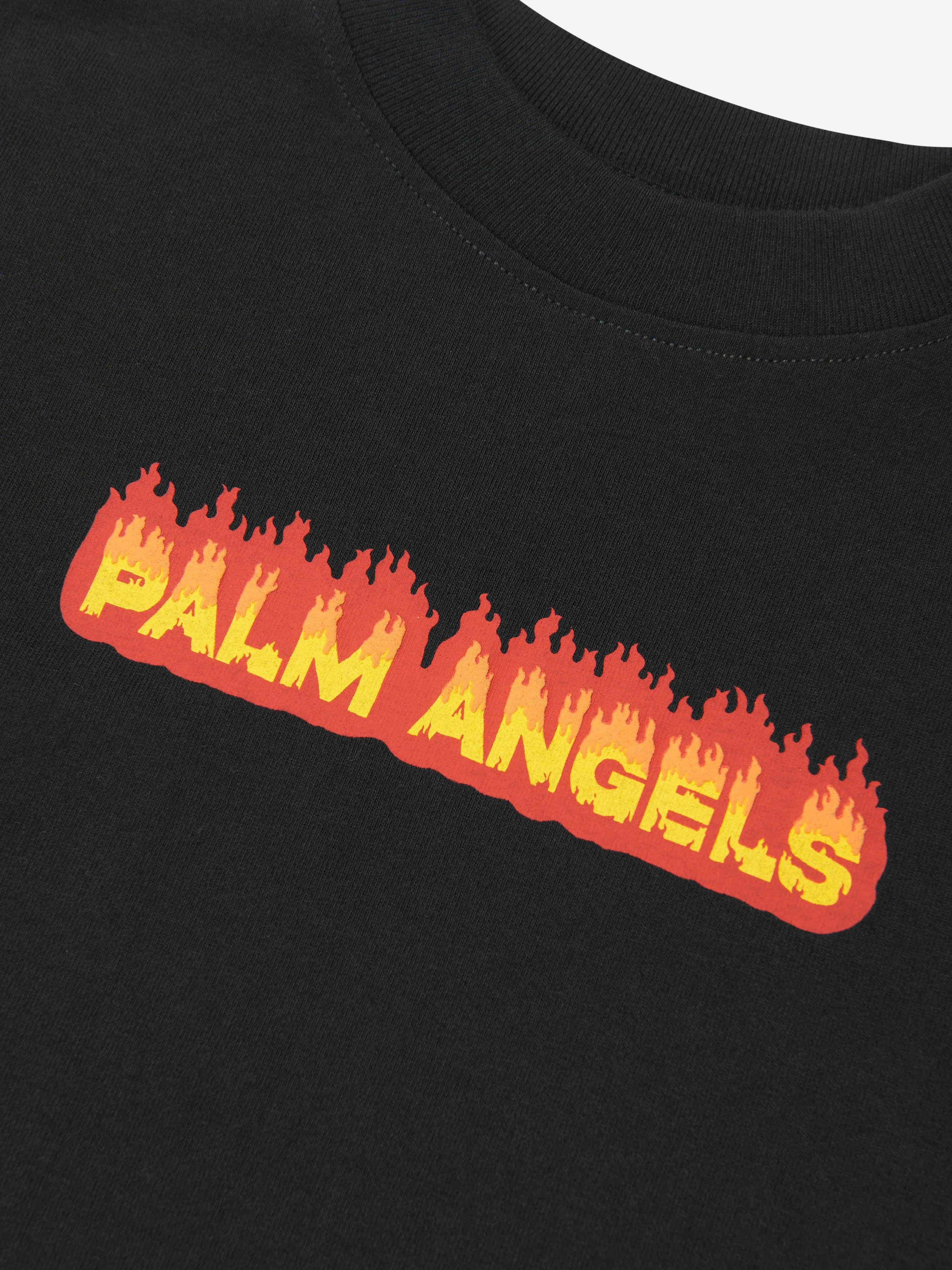 Palm Angels Boys PA Flames T-Shirt in Black