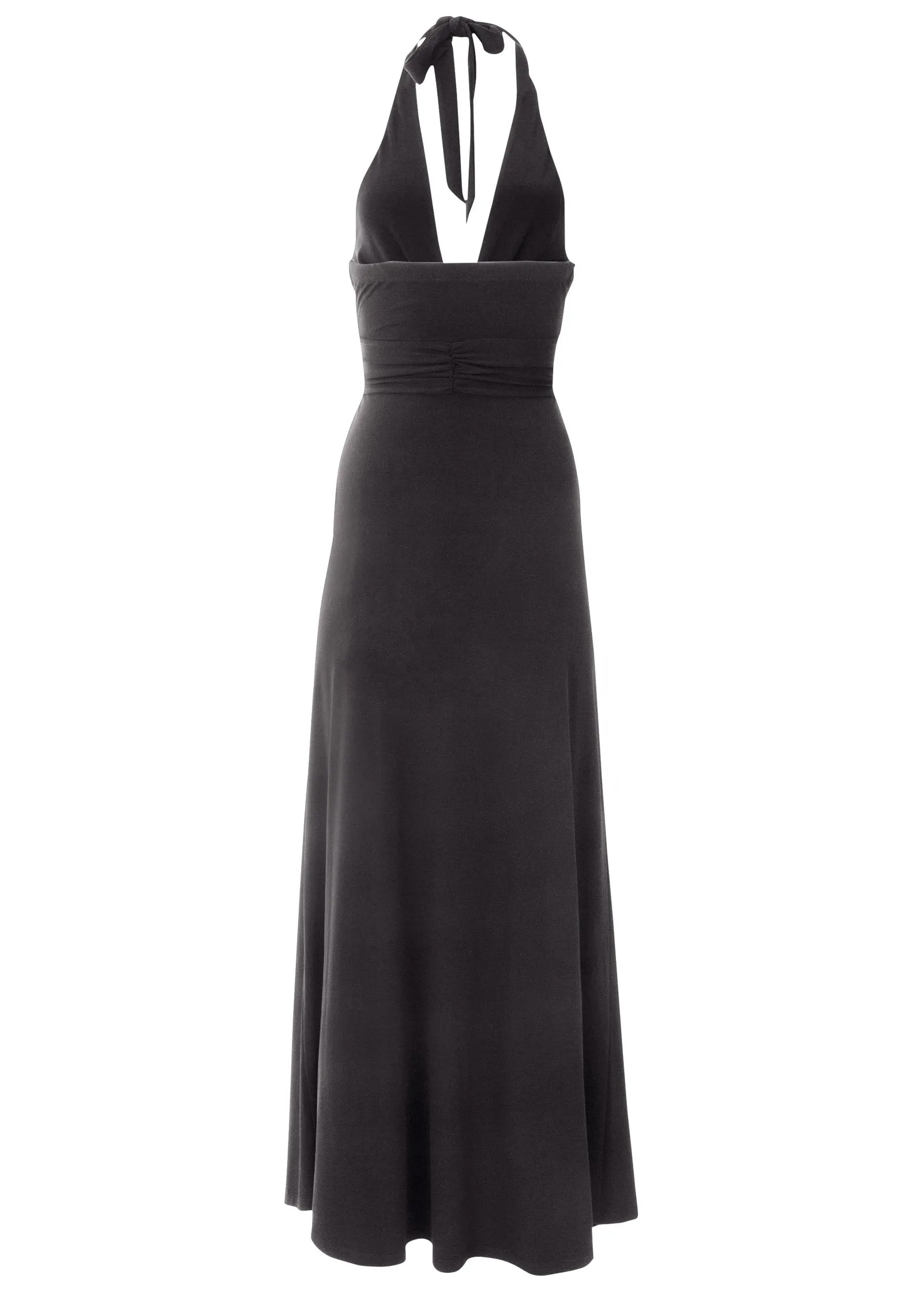 Plunging Knot Maxi Dress - Black