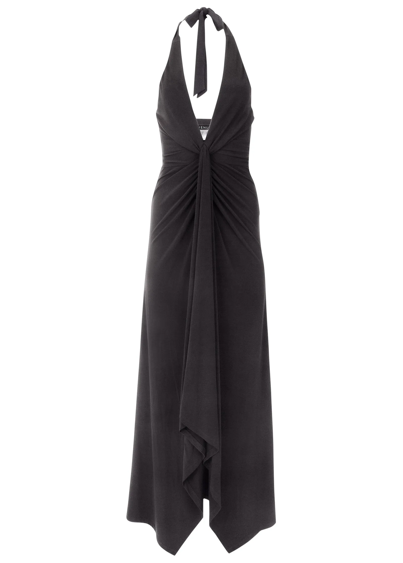 Plunging Knot Maxi Dress - Black