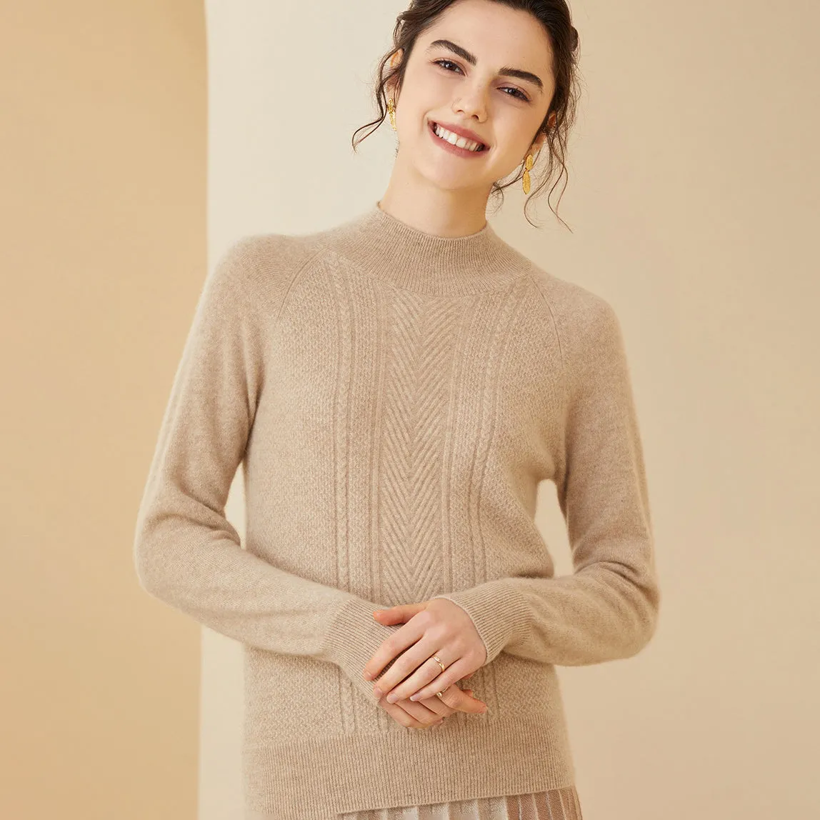 Pure Mockneck Cashmere Sweater for Women  Long Sleeve 100% Cashmere Sweater