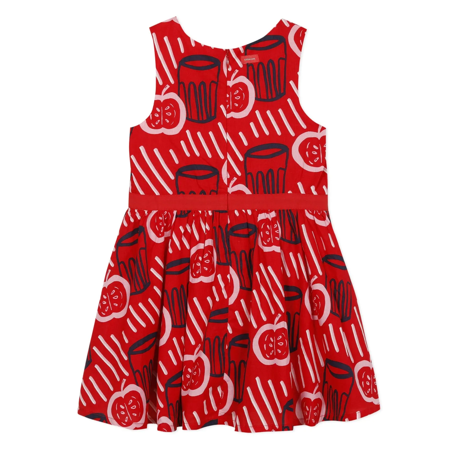 Red printed sleeveless dress