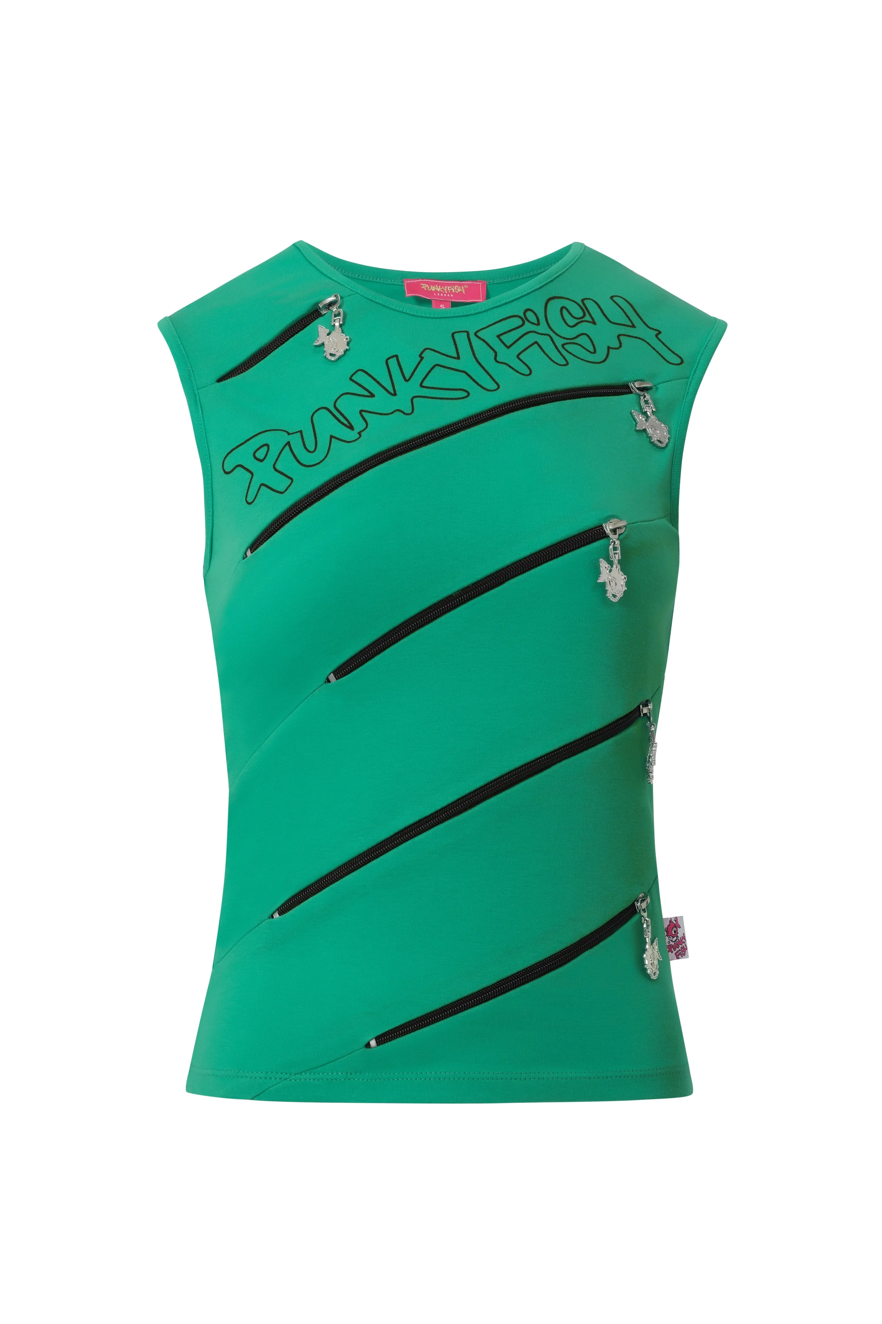 Retro Zipper Top Green