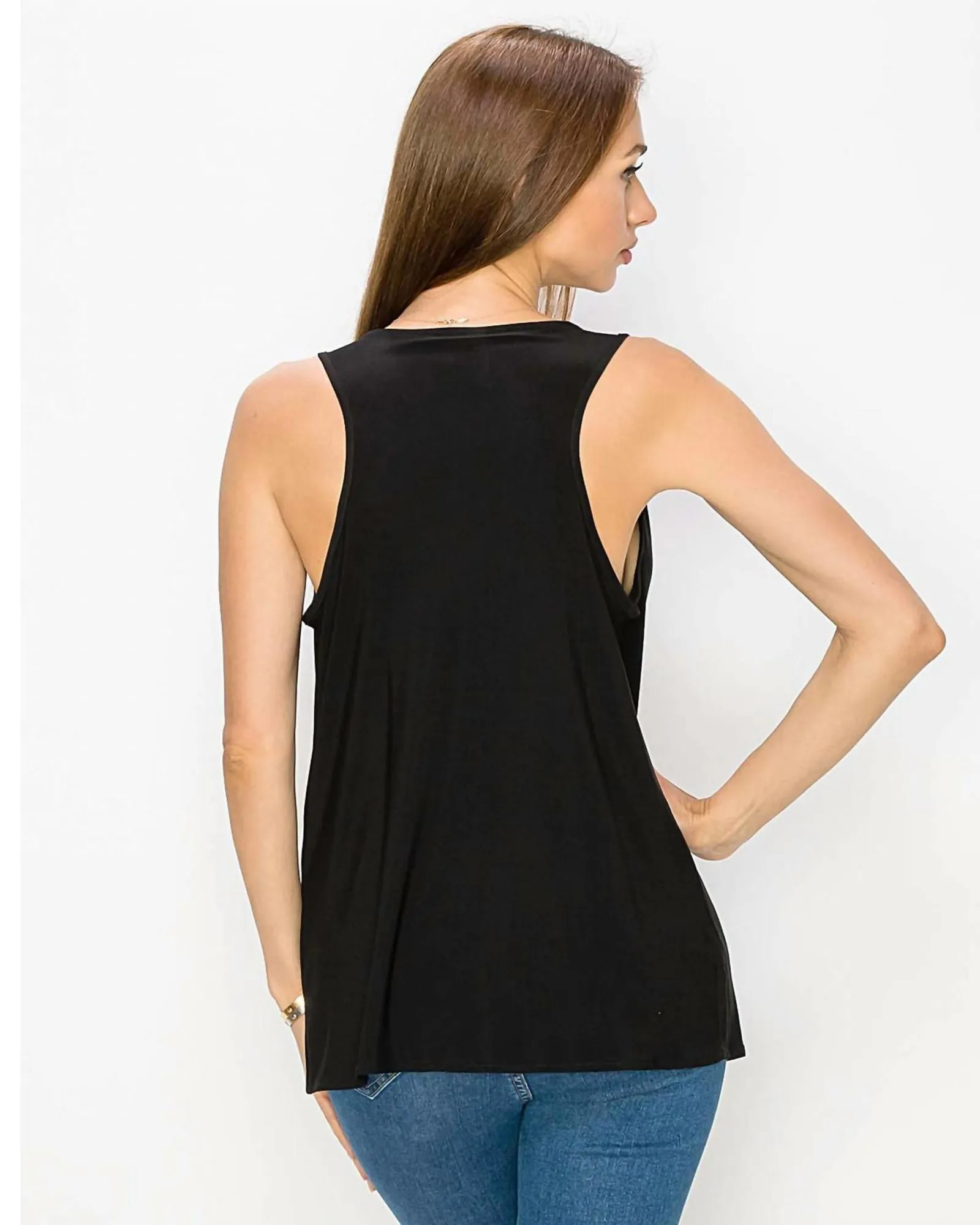 Satin Cowl Tank in Black | Black