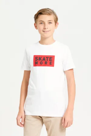 Senior Boys White Skate Print T-Shirt